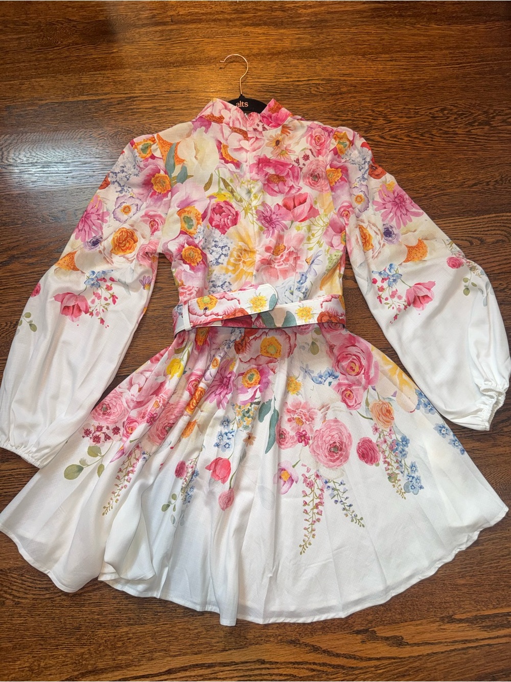 Belted Floral High Neck Dress - Picture 4 of 5